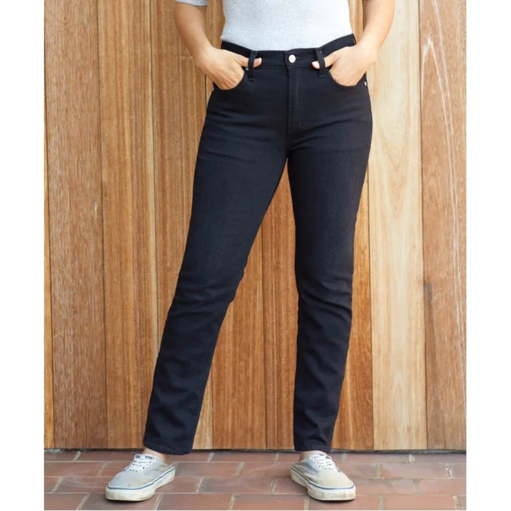 Outerknown S.E.A. Jeans Liberty Straight Mid Rise Women’s Black Denim